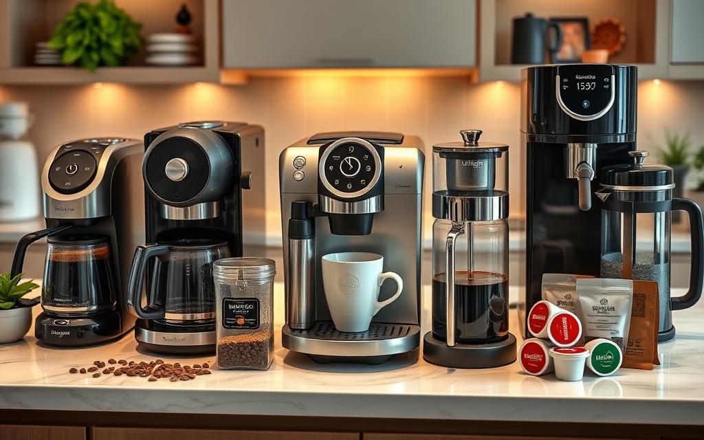 Various coffee maker types